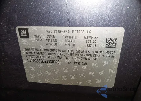 2014 Chevrolet Cruze 1Lt Auto из США, поврежденный, VIN 1G1PC5SB6E7180920